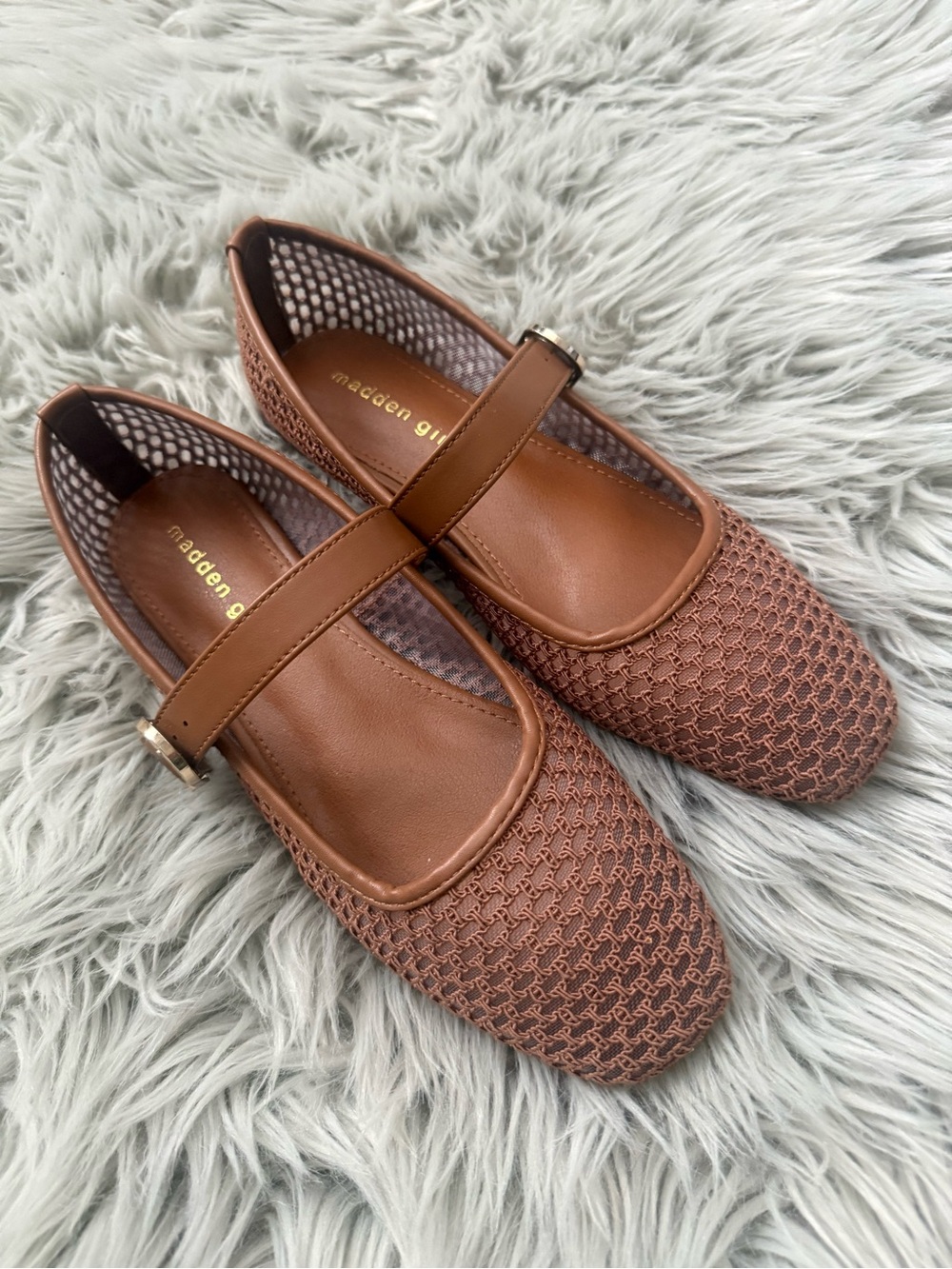MADDEN GIRL Mesh Mary Jane Flats Buckle Square Toe 7.5. NWOB